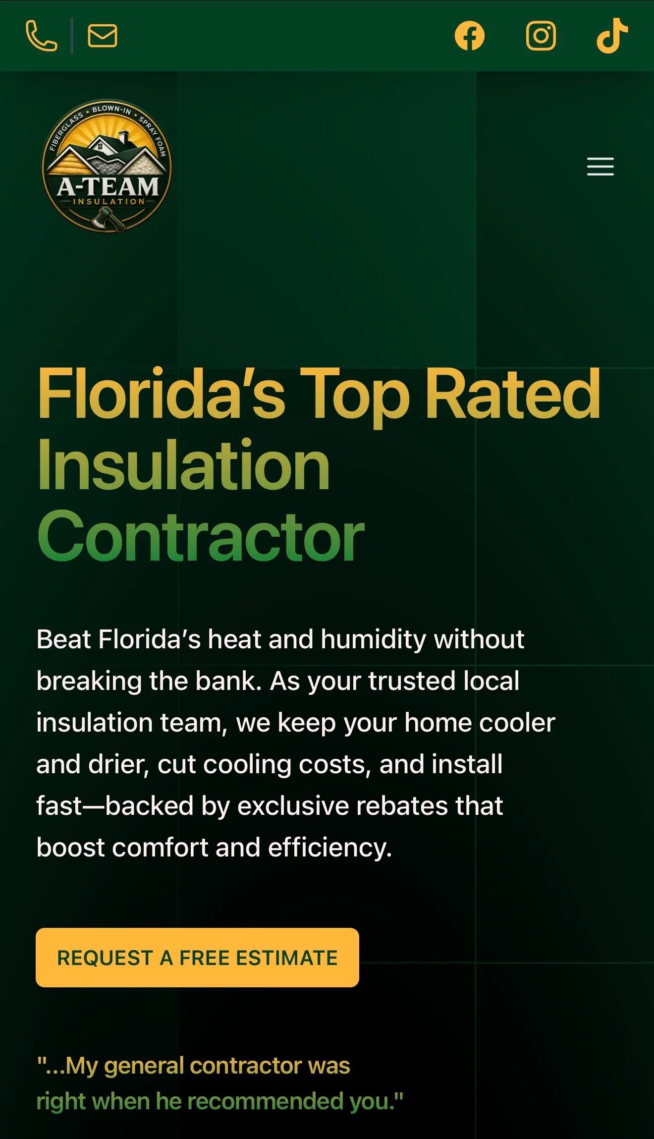 Captura de pantalla del sitio web de The A-TEAM Insulation